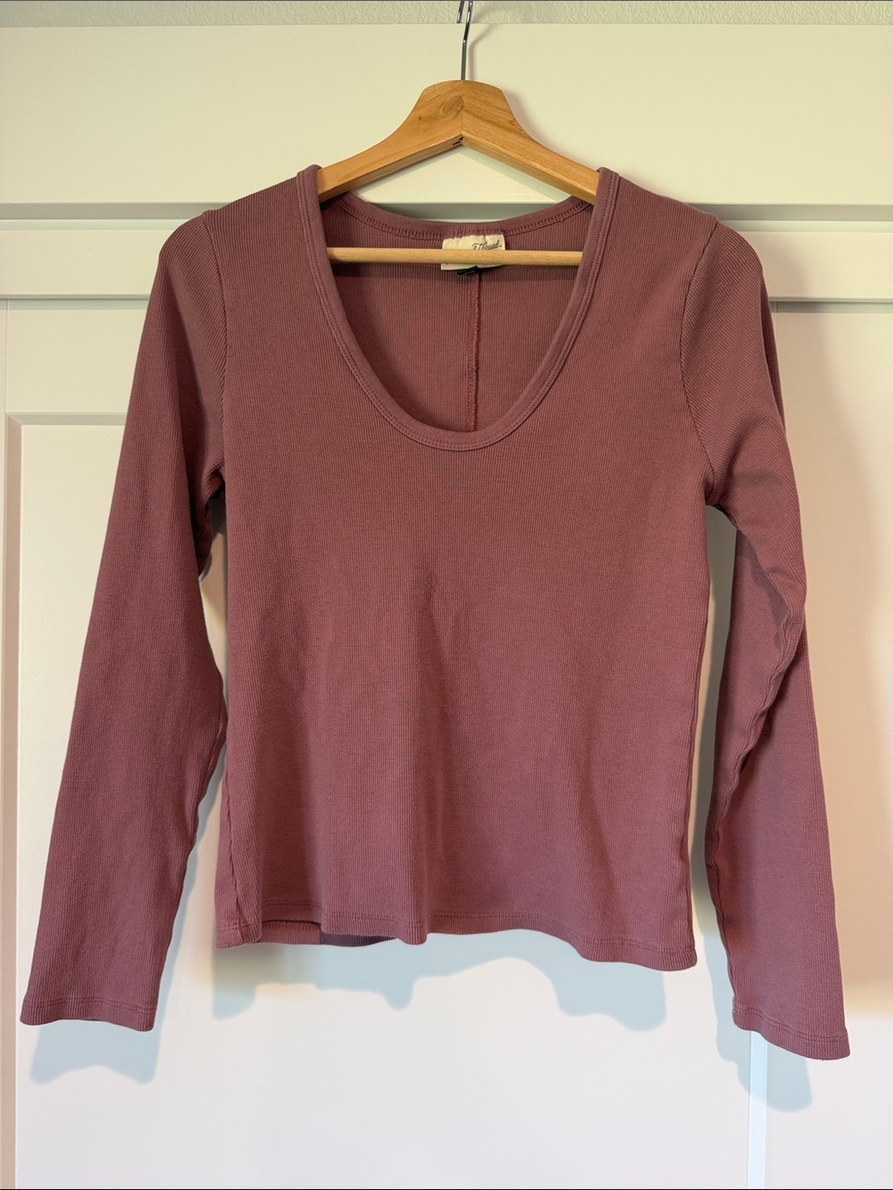 Universal Thread Scoop Neck Long Sleeve Top - Dusty Rose